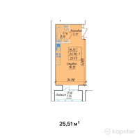 ЖК Гималай — 1-ком 25,5 м² (от 8 928 600 тг)