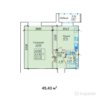 ЖК Гималай — 1-ком 45,4 м² (от 14 991 900 тг)