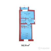 ЖК Уют — 1-ком 56,2 м² (от 19 104 600 тг)