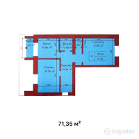 ЖК Уют — 2-ком 71,4 м² (от 24 259 000 тг)