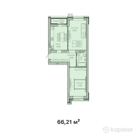 ЖК Eva — 2-ком 66,2 м² (от 23 173 500 тг)