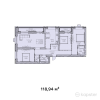 ЖК Eva — 4-ком 118,9 м² (от 41 629 000 тг)