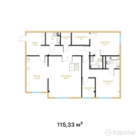 КД Tau Residence — 3-ком 115,3 м² (от 92 264 000 тг)