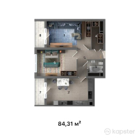 ЖК Ilan Tower — 2-ком 84,3 м² (от 50 586 000 тг)