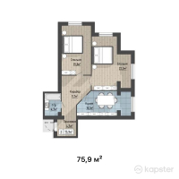 ЖК Мунара — 2-ком 75,9 м² (от 13 662 000 тг)