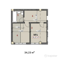 ЖК Алмаз — 1-ком 34,2 м² (от 14 376 600 тг)