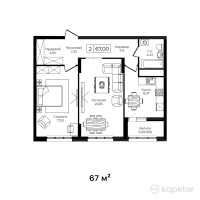 ЖК Tumar Club — 2-ком 67 м² (от 36 180 000 тг)
