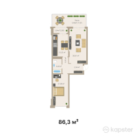 ЖК Ferrum City — 3-ком 86,3 м² (от 39 758 410 тг)