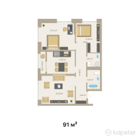 ЖК Ferrum City — 3-ком 91 м² (от 41 923 700 тг)