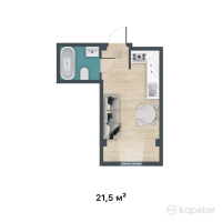 ЖК Kemel - Ui — 1-ком 21,5 м² (от 7 955 000 тг)
