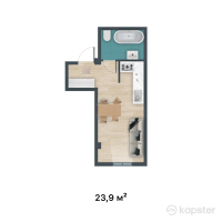 ЖК Kemel - Ui — 1-ком 23,9 м² (от 8 843 000 тг)