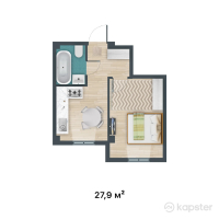 ЖК Kemel - Ui — 1-ком 27,9 м² (от 10 323 000 тг)