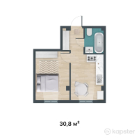 ЖК Kemel - Ui — 1-ком 30,8 м² (от 11 396 000 тг)
