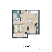 ЖК Kemel - Ui — 1-ком 31,4 м² (от 11 618 000 тг)