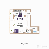 ЖК Hazar — 2-ком 59,8 м² (от 22 712 600 тг)