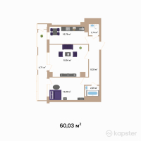 ЖК Hazar — 2-ком 60 м² (от 22 811 400 тг)