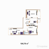 ЖК Hazar — 3-ком 106,8 м² (от 40 580 200 тг)