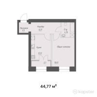 ЖК Asyl Mura — 1-ком 44,8 м² (от 20 594 200 тг)