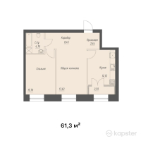 ЖК Asyl Mura — 2-ком 61,3 м² (от 28 198 000 тг)