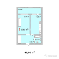 ЖК Green Park — 1-ком 45,1 м² (от 18 470 500 тг)