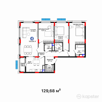 ЖК Batysmura — 4-ком 129,7 м² (от 68 730 400 тг)