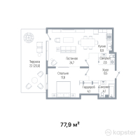 ЖК Benelux — 2-ком 77,9 м² (от 116 850 000 тг)