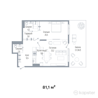 ЖК Benelux — 2-ком 81,1 м² (от 121 650 000 тг)
