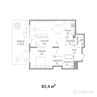 ЖК Benelux — 2-ком 82,4 м² (от 123 600 000 тг)