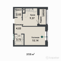 ЖК Asylym Park 1 — 1-ком 37,2 м² (от 18 500 700 тг)