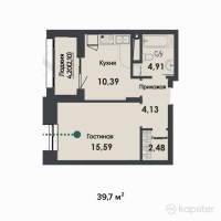 ЖК Asylym Park 1 — 1-ком 39,7 м² (от 19 770 600 тг)