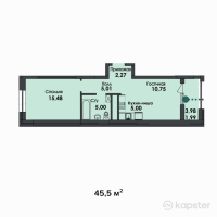 ЖК Asylym Park 1 — 1-ком 45,5 м² (от 22 659 000 тг)