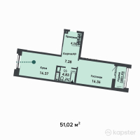 ЖК Asylym Park 1 — 1-ком 51 м² (от 25 407 960 тг)