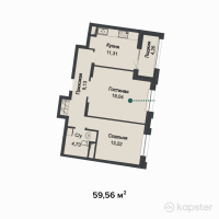 ЖК Asylym Park 1 — 2-ком 59,6 м² (от 29 660 880 тг)