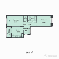 ЖК Asylym Park 1 — 2-ком 66,7 м² (от 33 216 600 тг)
