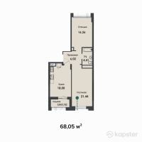 ЖК Asylym Park 1 — 2-ком 68,1 м² (от 33 888 900 тг)