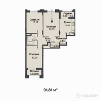 ЖК Asylym Park 1 — 3-ком 91,8 м² (от 45 721 380 тг)