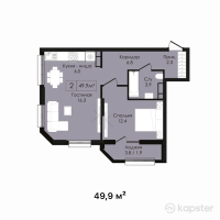 ЖК Sultan Beibarys — 2-ком 49,9 м² (от 24 451 000 тг)