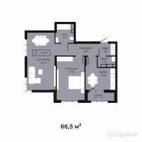 ЖК Sultan Beibarys — 2-ком 66,5 м² (от 32 585 000 тг)