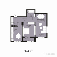 ЖК Sultan Beibarys — 2-ком 67,5 м² (от 33 075 000 тг)