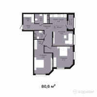 ЖК Sultan Beibarys — 3-ком 80,6 м² (от 39 494 000 тг)
