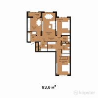 ЖК Sultan Beibarys — 3-ком 93,6 м² (от 45 864 000 тг)