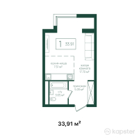 ЖК Mereke — 1-ком 33,9 м² (от 12 885 800 тг)