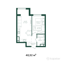ЖК Mereke — 1-ком 40,5 м² (от 15 397 600 тг)