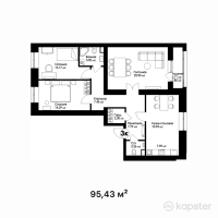 ЖК Tengri — 3-ком 95,4 м² (от 35 309 100 тг)