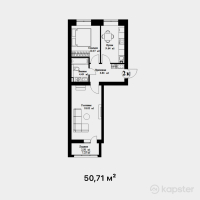 ЖК Snegiri — 2-ком 50,7 м² (от 21 805 300 тг)