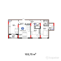 ЖК Parkside — 3-ком 103,8 м² (от 94 412 500 тг)