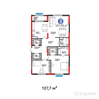 ЖК Parkside — 3-ком 127,7 м² (от 116 207 000 тг)