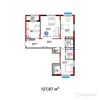 ЖК Parkside — 3-ком 127,9 м² (от 116 361 700 тг)