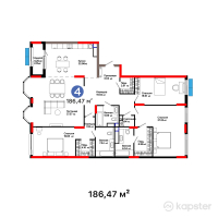 ЖК Parkside — 4-ком 186,5 м² (от 169 687 700 тг)