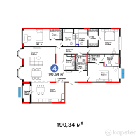 ЖК Parkside — 4-ком 190,3 м² (от 173 209 400 тг)